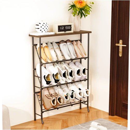JZM Shoe Rack Storage, Narrow 4 Tier Metal Shoe Storage Shelf, Free Standing Shoe Racks, Space Saving Shoe Rack Organizer for Entryway, Hallway, Bedroom, Living Room(12-16 Pair)
