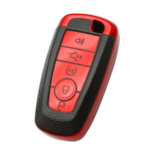 CHATYYD Key Fob Cover for Ford, Smart Remote Car Key Case Accessories Compatible with 2016-2023 Ford Fusion F150 F250 F350 F450 F550 Edge Explorer Escape Mustang(Red)