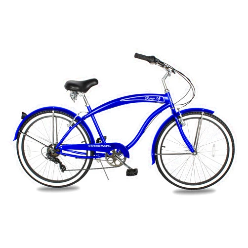 MICARGI Rover Lightweight Beach Cruiser Bike for Men, Adult,24 Inch Wheels, Featuring Steel Step-Over Step Through Steel Frame, 7 Speed Coaster Brake, Hybrid Bike, Complete Cruiser Bikes, Blue