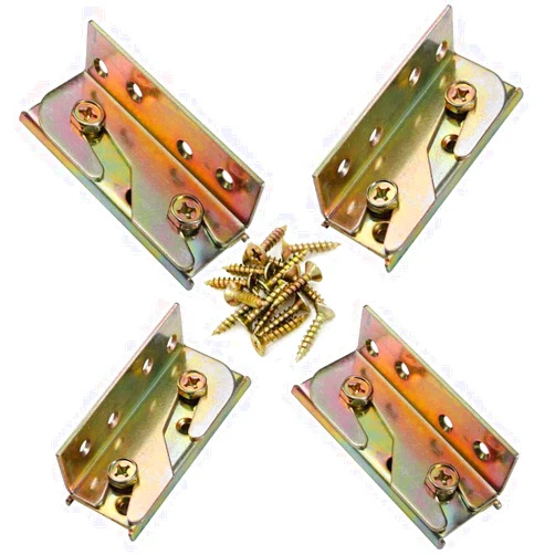 Socell 4 Sets Bed Rail Brackets Heavy Duty No-Mortise Bed Rail Fittings Wooden Bed Frame Connectors with Screws for Headboards Footboards Hold