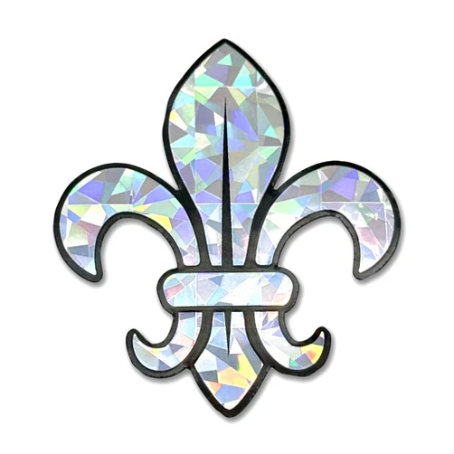 Elektroplate Fleur-De-Lis Metallic Silver Reflective Decal (3.1” x 2.7”) | Premium Glossy All Weather Vinyl Sticker for Car, Water Bottle, Laptop, Tablet, Cooler, Phone & More | Made in The USA