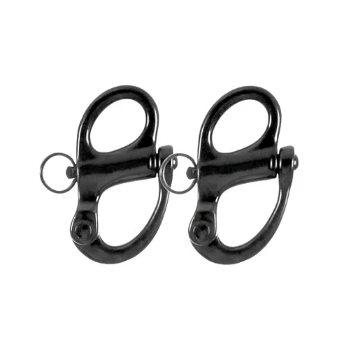 NRC&XRC Pair of 316 Stainless Steel Fixed Bail Snap Shackle for Bracelet, Sailboat,Boat Marine Stainless Steel Clip-Black-Black