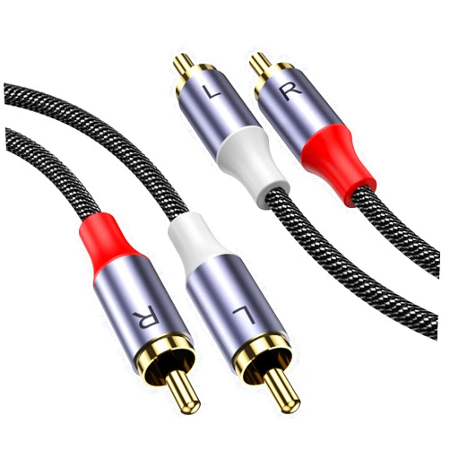 MOSWAG RCA Male to RCA Male Stereo Auxiliary Audio Cable - 3.28ft/1M, 24K Gold Plated Nylon Braided for Home Theater, Audio, HDTV, Car Stereo, Speakers