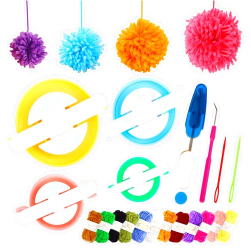 LOVEINUSA 20PCS Pompom Maker Set, Pom Pom Makers Fluff Ball Weaver Craft Knitting Tool Set for Kids Adults Beginners DIY Decoration