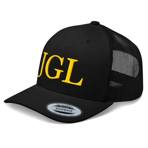 RIVEMUG JGL Gold Embroidered Trucker Hat Chapo Guzman Chapito 701 Snapback Hat Adjustable Hat | Gorra JGL