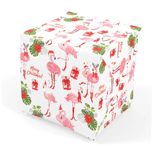 Stesha Party Christmas Flamingo Wrapping Paper - Folded Flat 30 x 20 Inch (3 Sheets)