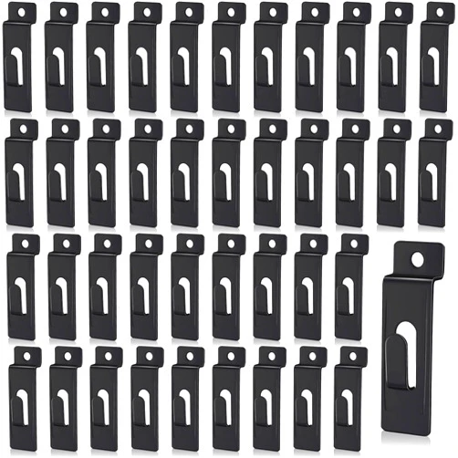Hotop 50 Packs Slatwall Utility Notch Hook Commercial Slatwall Picture Hanger Black Slatwall Pegs for Panel Pegboard Slat Grid Shelf Hanging Display