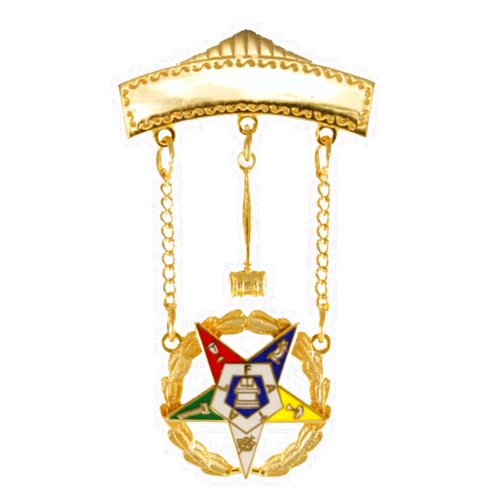 Hattricks Goodimpression 24K Gold Plated Worthy Matron OES Eastern Star Apparel Brooch with Stylish Top Bar–Engrave Your Name or Chapter! Accessories, Paraphernalia, Gifts and Jewelry for Women 2 inch tall, with pendant gavel