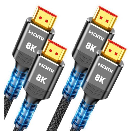 Highwings 8K HDMI Cable 2.1 2-Pack 6.6FT, Slim 48Gbps High Speed HDMI Braided Cord-4K@120Hz 144Hz 8K@60Hz, HDCP 2.2&2.3, Dynamic HDR,eARC,DTS:X,RTX 3090,Dolby Compatible with Roku TV/HDTV/PS5/Blu-ray