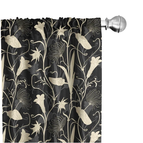Ambesonne Art Nouveau Window Curtains, Leaves Branches Mother Nature Blooms Mystic Flourish Pattern Orient Inspired, Lightweight Decor 2-Panel Set with Rod Pocket, Pair of - 28