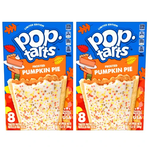 Generic Pop Tart Pumpkin Pie Frosted Flavor Toaster Pastry Snack Bundle - Value Pack Breakfast Meal with Friends Family Kids or Thanksgiving Gathering - SimplyComplete 2 Box, 16 ct