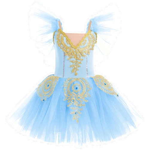 AFAVOM Ballet Leotards for Girls Ballerina Performance Swan Lake Costumes Embroidery Tulle Camisole Skirted Leotard Dancewear