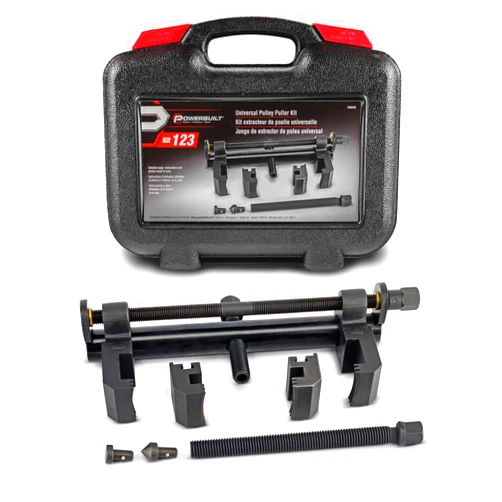 Powerbuilt Universal Pulley Puller Kit, Specialty Engine and Drive Train Tool Set, Remove Serpentine Pulleys, Service Car Vehicles, Storage Case 648443