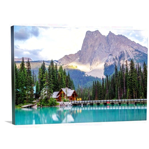 CANVAS ON DEMAND Wapta Mountain and Emerald Lake, Yoho National Park, British Columbia, Canada Canvas Wall Art Print by Circle Capture, Home Decor, Nature Artwork, 30