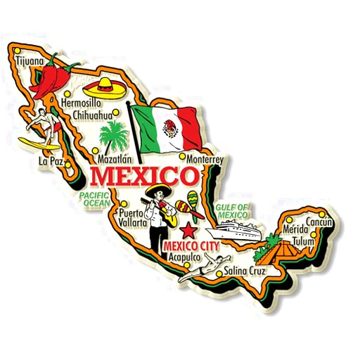 Classic Magnets Mexico Jumbo Country Map Magnet by Classic Magnets, Collectible Souvenirs Made in The USA
