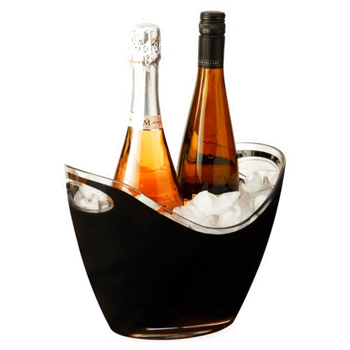 True Modern Wine & Champagne Bucket | Black Ice Beverage Tub - Indoor & Outdoor Drink Bucket for Parties - 2 Bottles Capacity Champagne & Wine Chiller Bucket - 10.5
