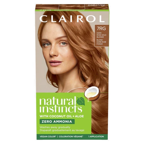 Clairol Natural Instincts Demi-Permanent Hair Dye, 7RG Dark Rose Gold Blonde Hair Color, Pack of 1