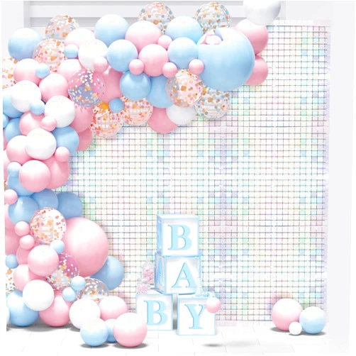 Enrichovo Iridescent Silver Shimmer Wall Backdrop,24PCS Square Sequin Panels Sparkling Wall Backdrops Shiny Photo Backdrops for Birthday Party Wedding Baby Shower Anniversary & Home Wall Background Decorations