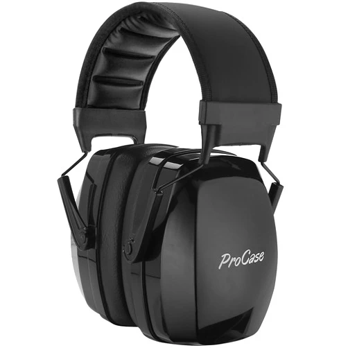 ProCase SNR 36dB Noise Reduction Safety Ear Muffs, NRR 32dB Noise Cancelling Ear Protection Headphones, Hearing Protection Ear Defenders for Shooting Gun Range Mowing -Black