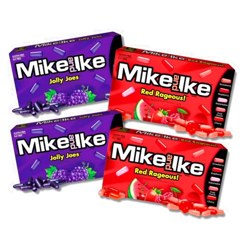 LYZA'S SWEETS & TREATS Mike & Ike - JOLLY JOES & RED RAGEOUS Theate Boxes, 4.25 oz - Pack of 4 (2 of each flavor)