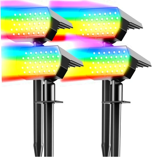 Ugecl Solar Spot Lights Outdoor, [4 Pack/7 Colors/37 LED] 2-in-1 Solar Landscape Spotlights, IP65 Waterproof Auto On/Off Solar Powered Security Lights for Yard Garden Pathway Walkway