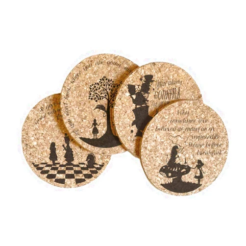 Figment and Fable Alice in Wonderland Quotes Cork Coaster Set of 4