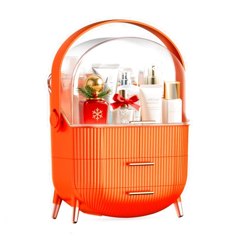 MASSY Egg Shape(Oval) Makeup Storage Box, Countertop Portable Vanity Cosmetics Organizer Preppy