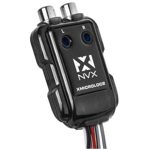 NVX XMICROLOC2 | 300W 2-Channel Speaker Cable to RCA Adjustable Line Output Converter with Remote Turn On