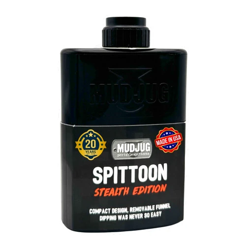 Mudjug Black Stealth Travel Spittoon - Portable Spit Jug, Spill Resistant and Leak-Proof Design, Compact and Easy to Carry, Fits in Your Pocket for Convenient On-The-Go Use, Ideal for Dippers