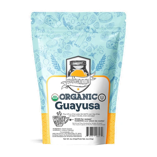 Fermentaholics USDA Certified Organic Loose-Leaf Guayusa Tea - Perfect For Homebrewing Kombucha, Hot Tea, And Iced Tea - OU Kosher Certified – Premium Taste, Aroma, And Flavor