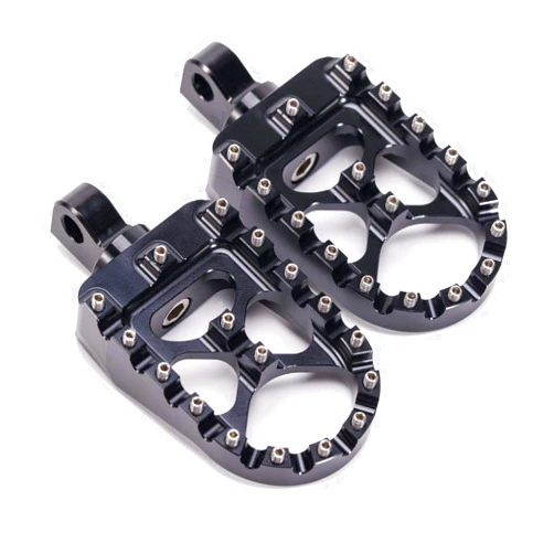 Hopider CNC Wide Foot Pegs 360° Roating MX Chopper Bobber Style for harley Dyna Sportster Fatboy Iron 883,Black
