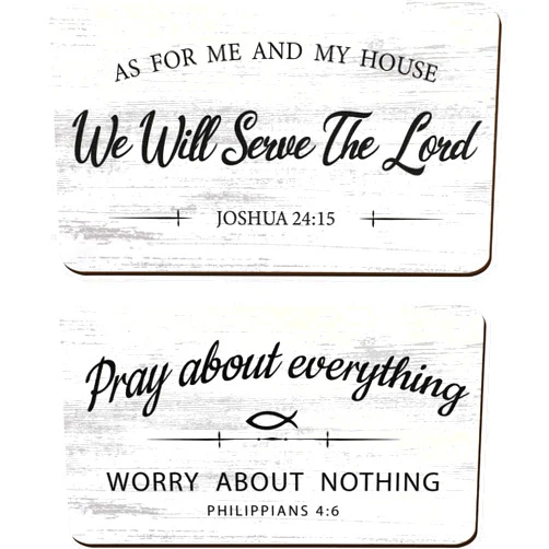 Jetec 2 Pieces As for Me and My House We Will Serve The Lord Rustic Wood Sign Pray About Everything, Worry About Nothing Bible Verse Wall Decor Hanging Art Sign for Bedroom Living Room Office