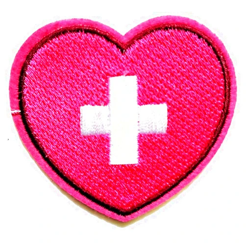 PP Patch Cute Cartoon Patch PP Patch Pink Heart with Cross Symbol Iron Sew On Embroidered Patch Badge Sticker Kids Clothing Cartoon for adorning Your Jeans Hats Bags Jackets Shirts or Gift Set