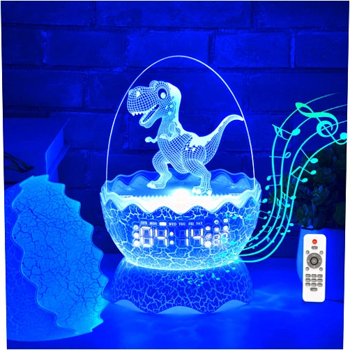 MTDYHY Cute Dinosaur Egg Alarm clock/Digital Clock/Night Light/Music & White Noise Aid Sleep Machine/Bluetooth Speaker, Decor Ideal & Unique Lamp for Bedroom/Living Room, Gifts for Kids