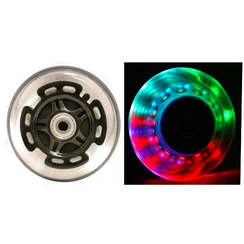 TGM Skateboards L.E.D. Scooter Wheels with ABEC 9 Bearings for Razor Scooters 100mm Light Up 2-Pack (Black)