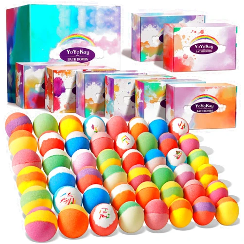 YoYokay Bath Bombs Gift Set - 48 Organic Bath Bombs with All Natural Essential Oils, Shea Butter to Moisturize Skin & Relieve Stress, Bath Bombs for Women, Birthday Gifts for Women, Mom, Gifts for Her