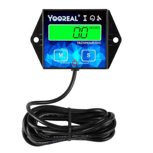 Yooreal Digital Backlight Tachometer Hour Meter,Resettable Hours,Replaceable Battery Engine for Lawn Mower Generator Chainsaw Outboard Motor Snowblower Gas Powered Equipment (YR-HM011G)