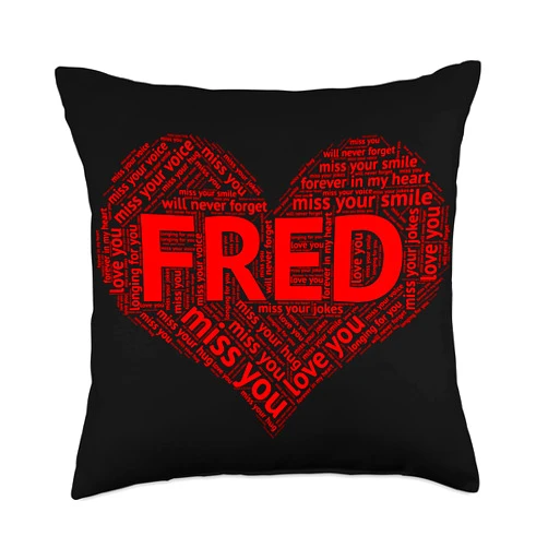 In My Heart Forever by The LACOCA Shop Because I Miss You, Remember Me Love Gift (Fred) Throw Pillow, 18x18, Multicolor