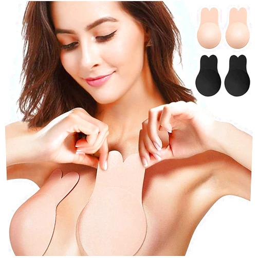 Timistar Breast Lift Nipple Covers,Adhesive Bra Instant Breast Lift Silicone Covers Pasties Tape 2 Pairs