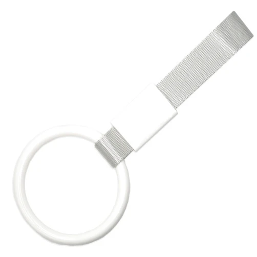 MistWorks Tsurikawa JDM Hang Ring, Circle Shaped Car Handle Strap Drift Charm Rear Bumper Warning Decor Subway Bus Handle (White Circle)