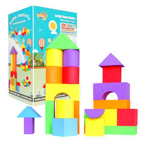 Pleykele Large Foam Building Blocks for Toddlers 18M+, Big Soft Stacking Blocks Toys, Baby Bath Toys, Sensory & Early Development Toys for Kids 1.5 Years Up (Starter Kit)