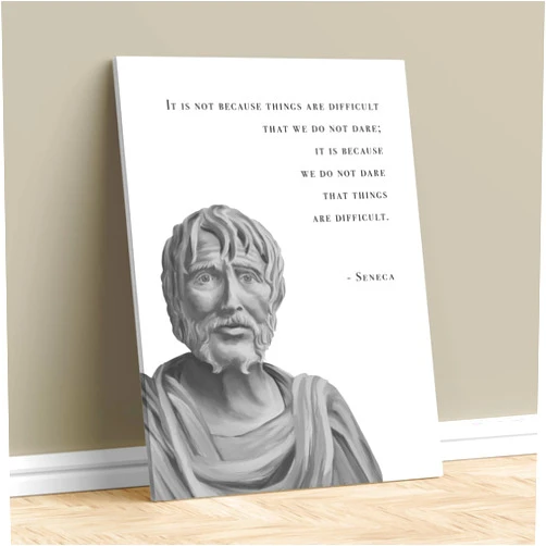 MAXFOUNDRY Seneca Artwork Wrapped Canvas, Roman Stoic Philosopher, Seneca Quote, Stoic Poster, Stoicism Wall Art, Memento Mori Stoic, Philosophy Gift 8x10 in | 20x25 cm