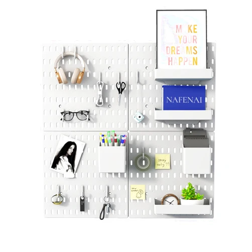 Nafenai Pegboard Combination Wall Organizer Kit,4 Pieces Peg Board and 11 Accessories Modular Hanging,Wall Mount Display Pegboard Panel Kits,White Peg board Organizer for Home Office