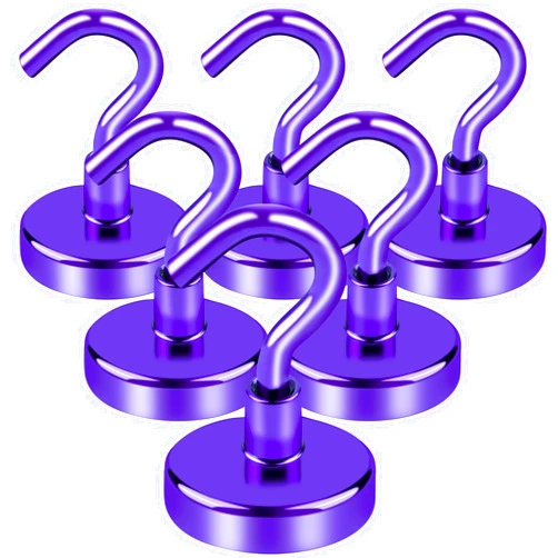 LOVIMAG Cruise Must Haves, 80Lb Magnet Hooks, Cruise Magnets for Door, Purple Cruise Door Magnets, Magnetic Hooks for Hanging-6Pack