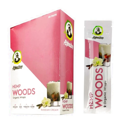 Hemp Wraps Hemp Woods - Organic Hemp Wraps - Sealed Box - 50 (25 x 2) Hemp Wraps per Box - (Russian Cream)
