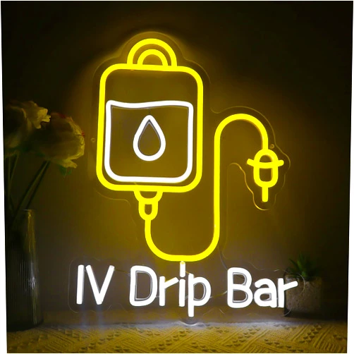 Jesalah IV Drip Bar Neon Sign - Dual-Tone LED Wall Light with Dimmable Function | USB Powered Night Light for Medical Offices, IV Therapy Clinics & Home Decor | Easy Installation & Energy Saving