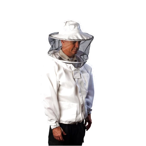 FOREST BEEKEEPING SUPPLY Ventilated Ultra-Light Bee Jacket - Clear View Vented Round Veil with YKK Brass Zippers & Thick for Maximum Protection for Professional & Beginner Beekeepers| (LARGE)