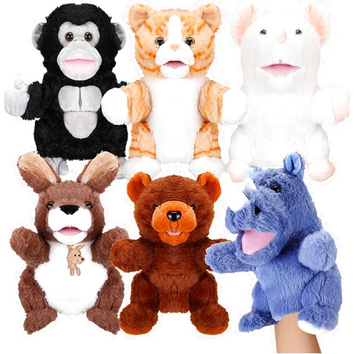 Liliful 6 Pieces Animal Hand Puppets Kids Hand Puppets with Working Mouth Animal Puppets Toddler Animal Plush Toy for Show Theater Birthday Easter Basket Stuffers (Cute Animal)