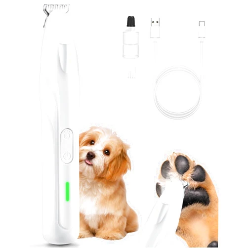 Dodiff Dog Paw Trimmer, 2 Speed Low Noise Dog Clippers for Grooming, Cordless Rechargeable Dog Hair Trimmer with LED Light, Widen Blade Cat Pet Hair Shaver for Paws, Eyes, Ears, Face, Rump (White)