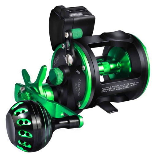 Sougayilang Line Counter Trolling Reel Graphite Body Fishing Reel Durable Stainless-Steel and Brass Gears, Powerful Carbon Disc Drag